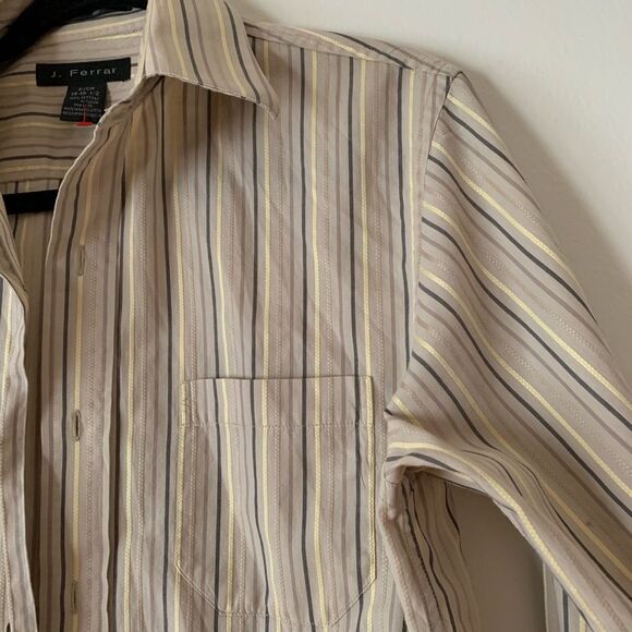 J. Ferrar beige striped long-sleeved shirt, great condition, beautiful, Small - Picture 3 of 8